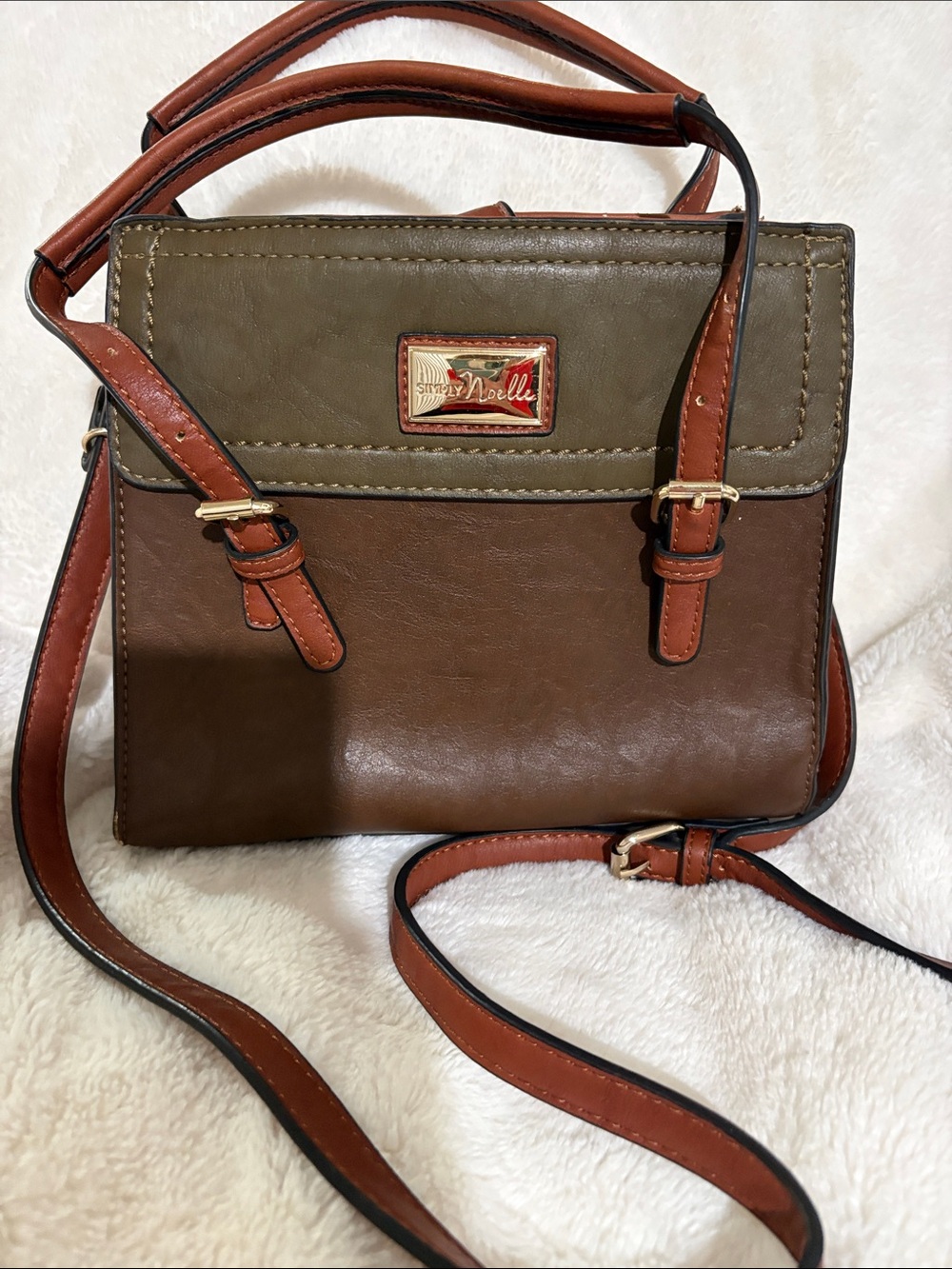 Simply Noelle Olive, Brown & Tan Colorblock Crossbody